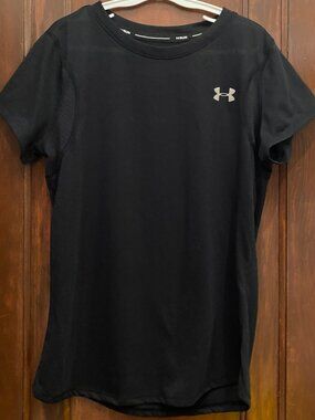 Under Armour Black Athletic Heat Gear Fitted Shortsleeve, Size XS